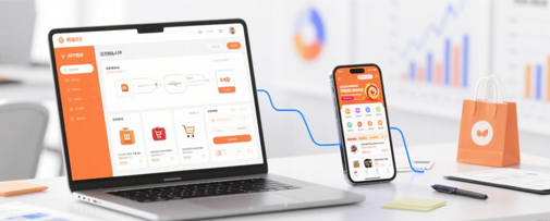 商城APP界面展示，包含商品列表和购物车功能